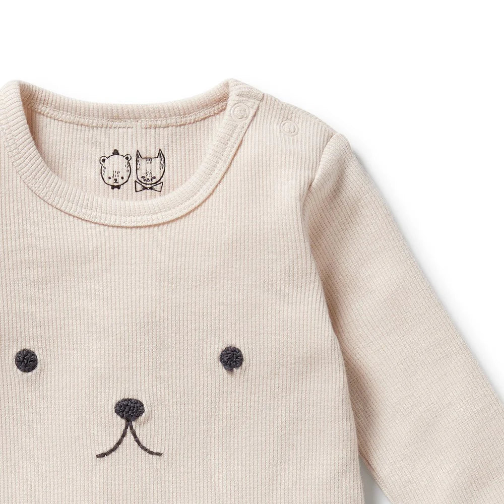 Dusty Rose Organic Rib Long Sleeved Bodysuit