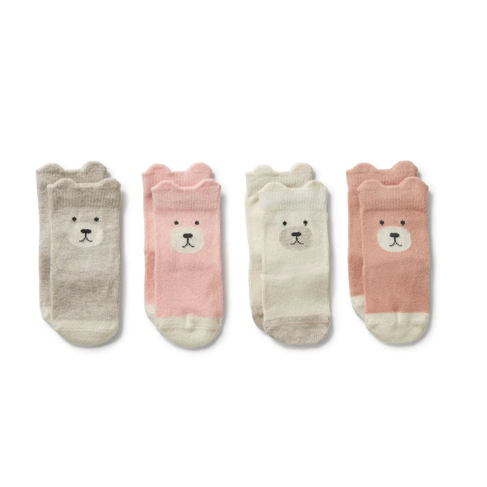Organic 4 Pack Baby Socks Fairy Pink & Plum