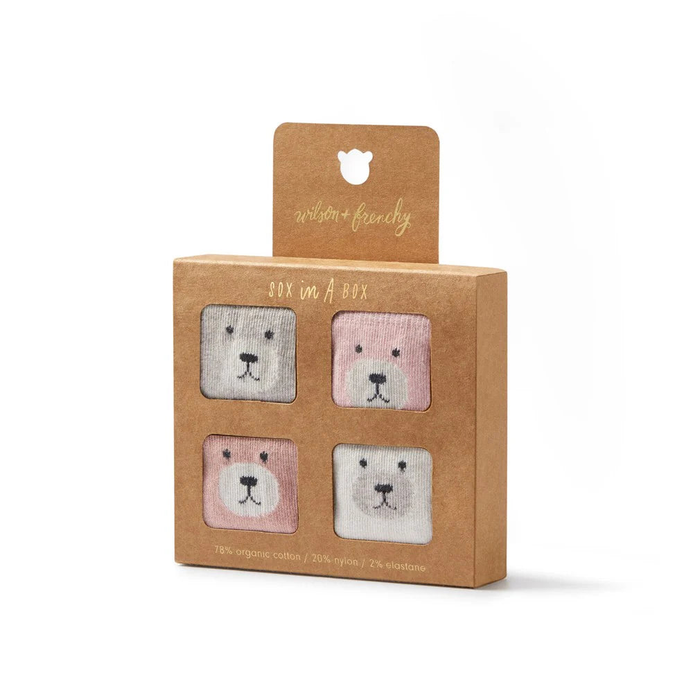 Organic 4 Pack Baby Socks Fairy Pink & Plum