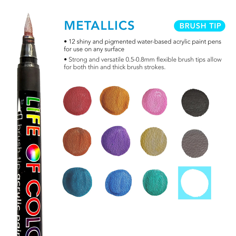 
                      
                        Brush Tip Acrylic Paint Pens | Metallics
                      
                    