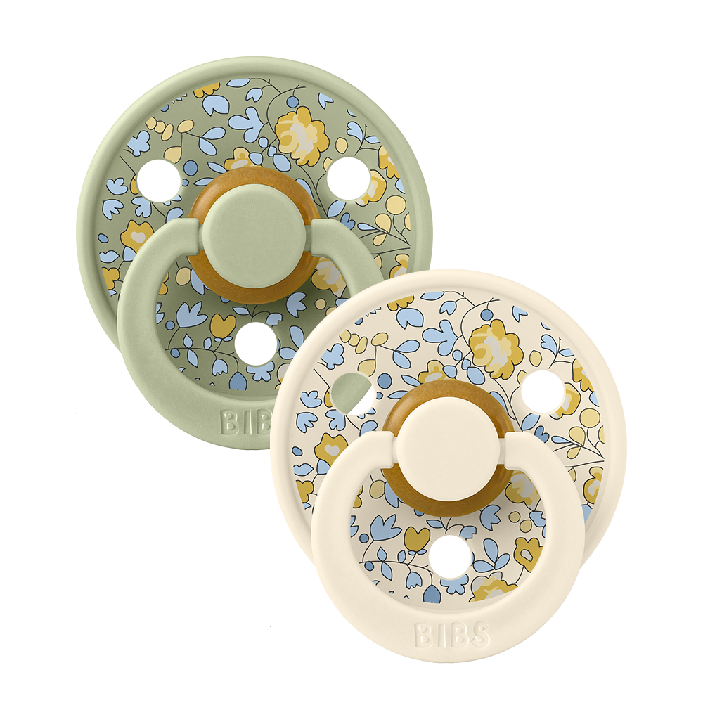BIBS x Liberty Colour Pacifier | Round | Ivory/Sage Eloise