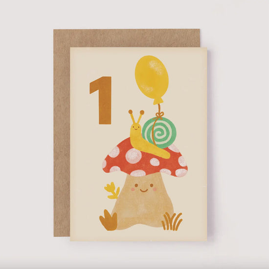 Birthday Milestone Card | 1st Birthday Mushroom