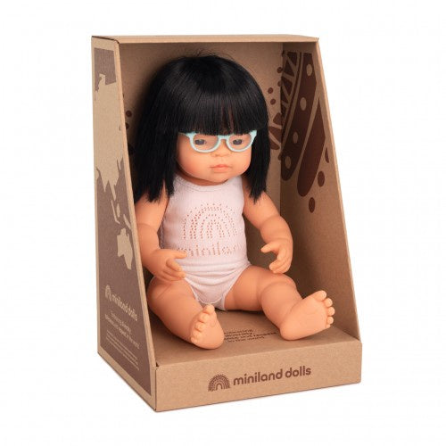 Anatomically Correct Baby | Asian Girl | with Glasses | 38 cm