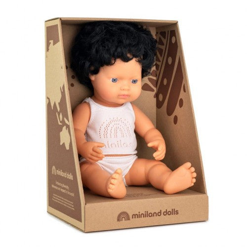 Anatomically Correct Baby Doll | Caucasian Boy | Black Curly Hair | 38 cm