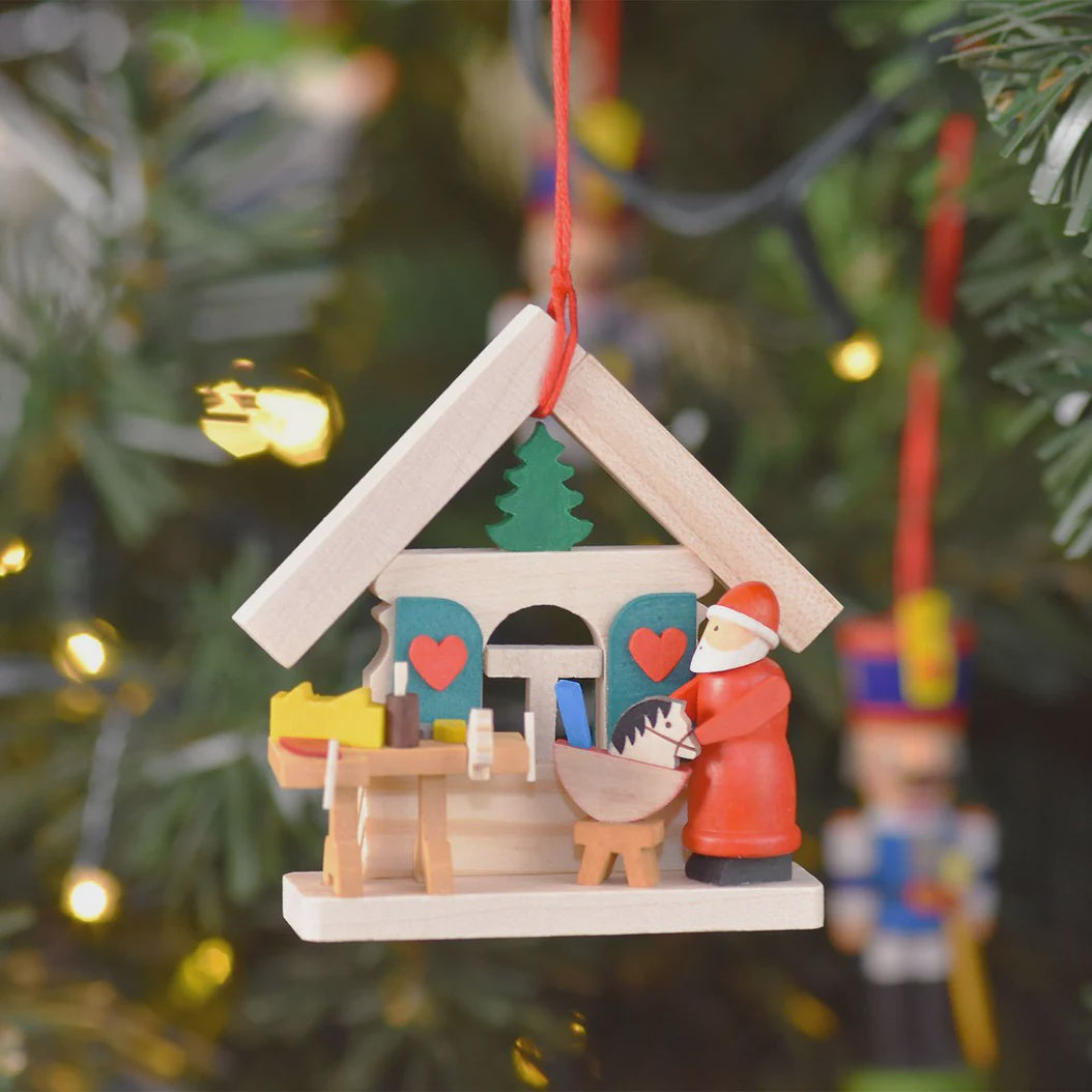 Wooden Christmas Tree Ornament | Santa Claus House | In The Workshop