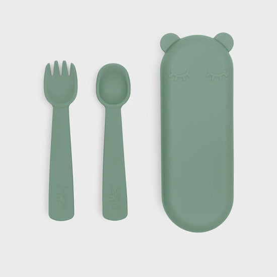 Feedie Fork & Spoon Set | Sage
