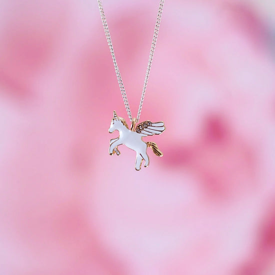 Flying Unicorn Necklace | Silver Chain