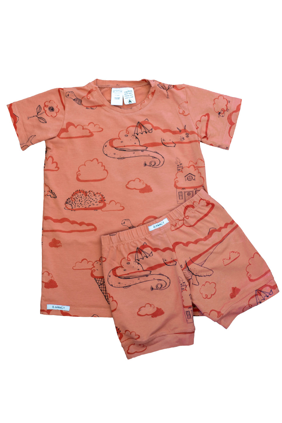 Up In The Clouds Shortie PJ Set | Brick