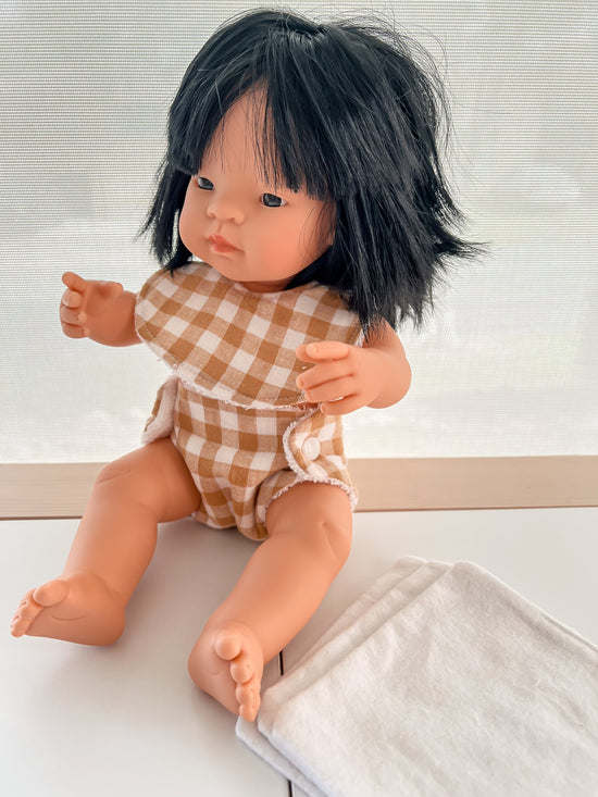 38cm Doll Nappy & Bib Set | Assorted Gingham