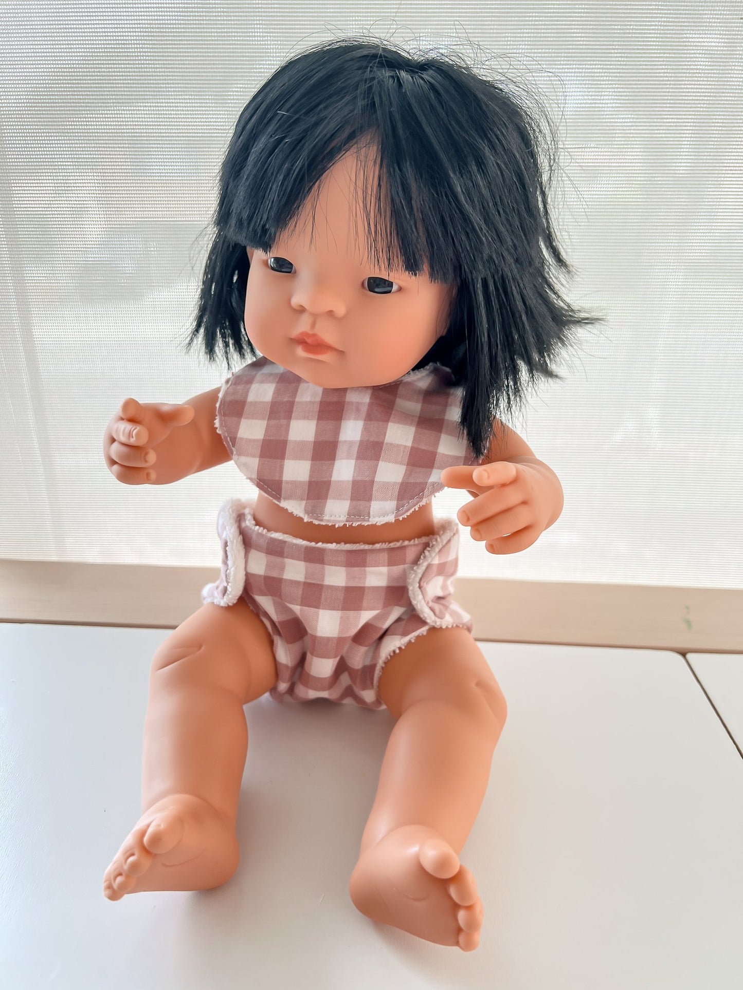 38cm Doll Nappy & Bib Set | Assorted Gingham