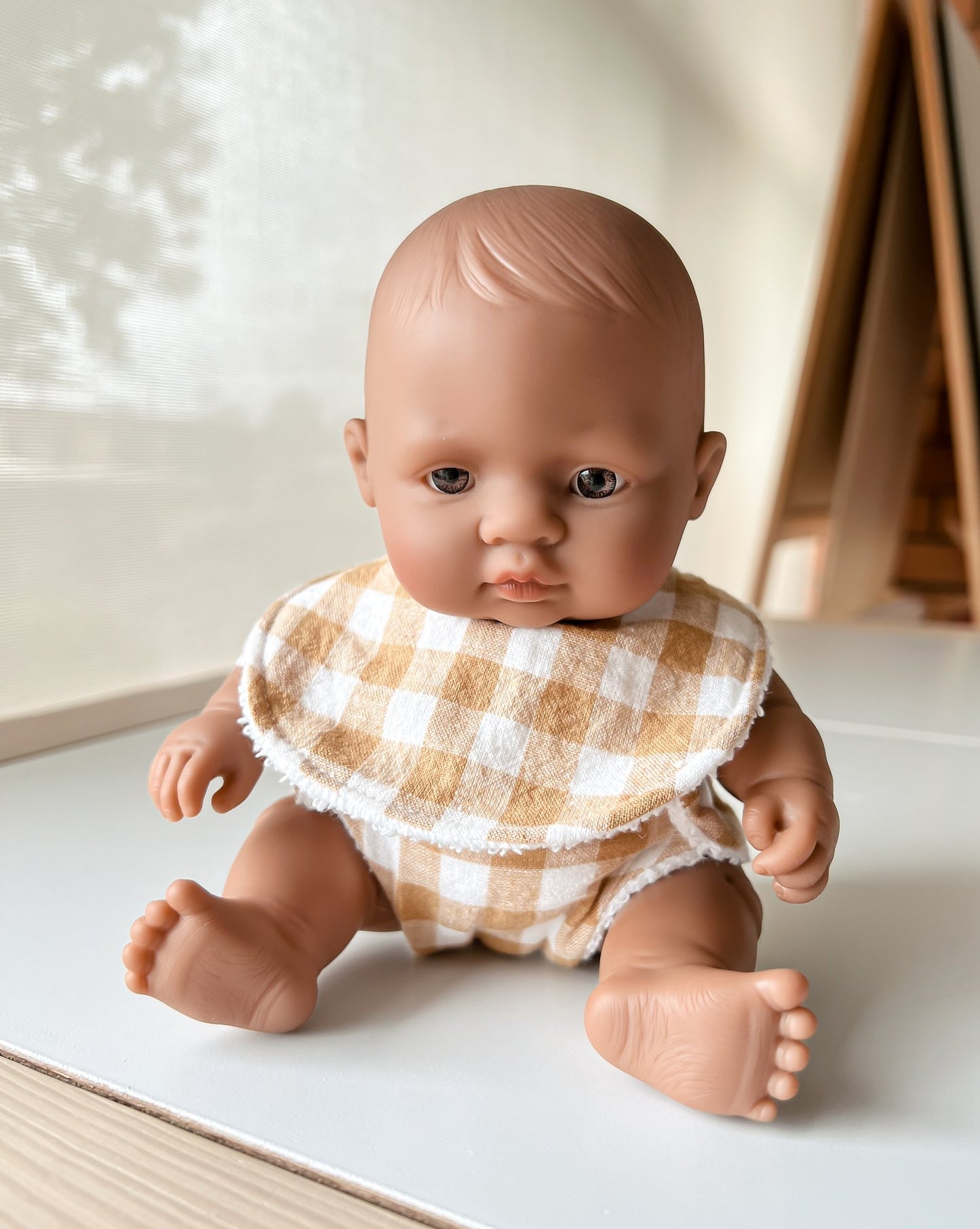 Load image into Gallery viewer, 21cm Doll Nappy &amp;amp; Bib Set | Assorted Gingham
