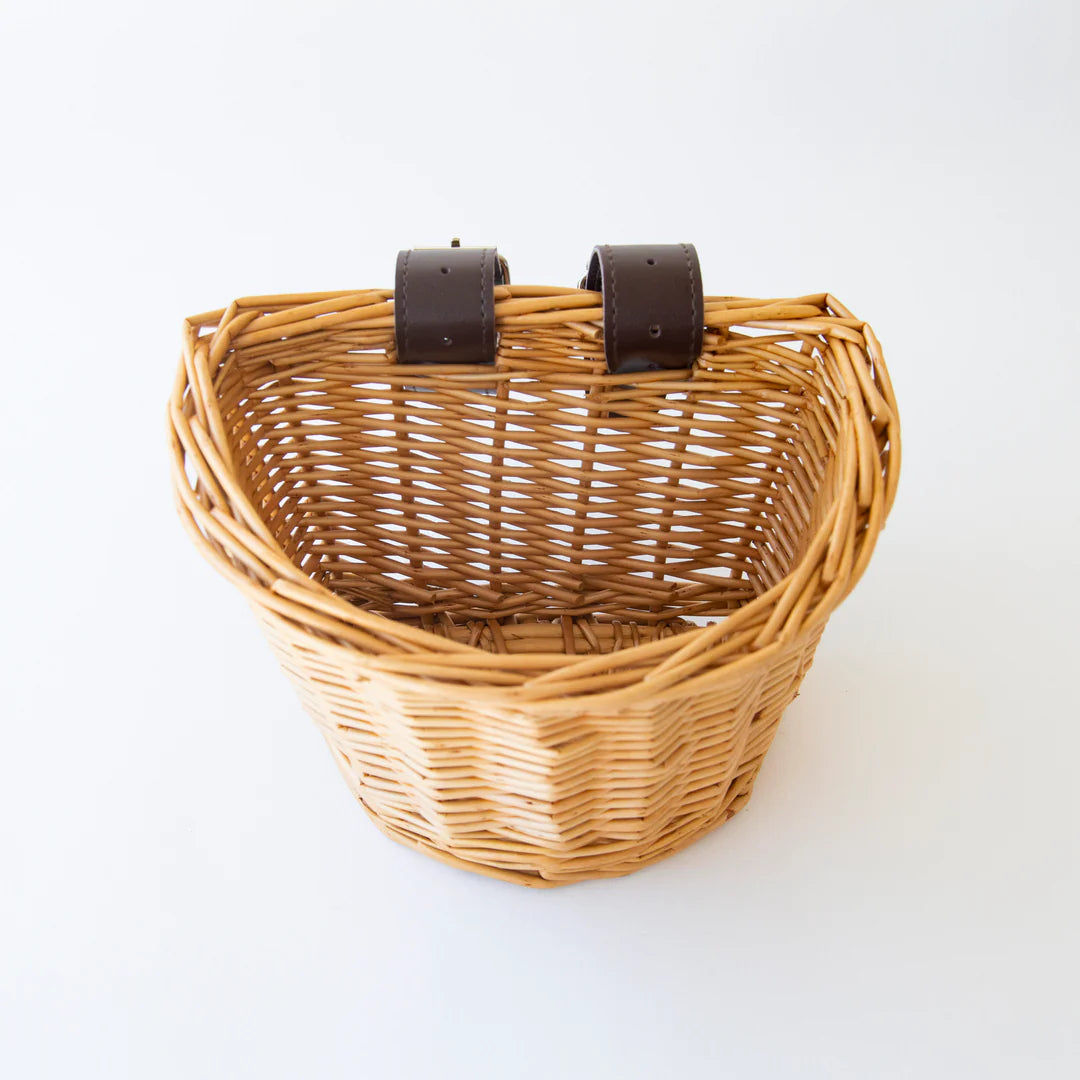 Kids Wicker Bike Scooter Basket Brown