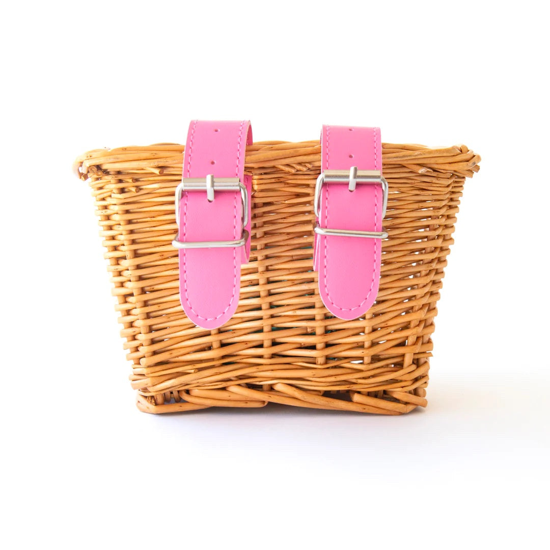 Kids Wicker Bike & Scooter Basket | Pink