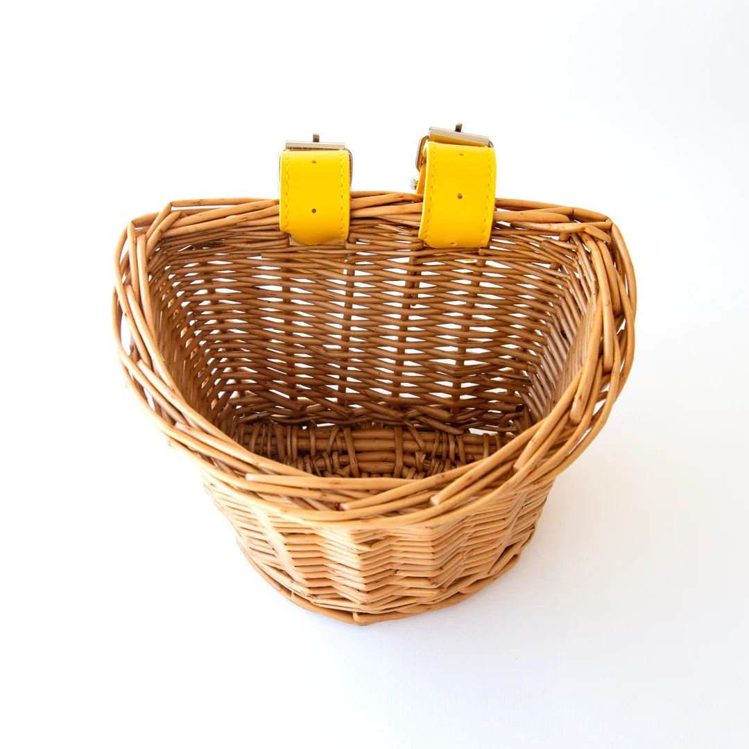 Kids Wicker Bike & Scooter Basket | Yellow