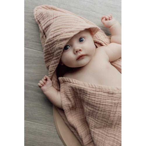 Muslin Hooded Baby Towel | Powder