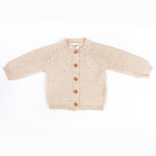 Cotton Knitted Cardigan | Caramel Speckle Knit