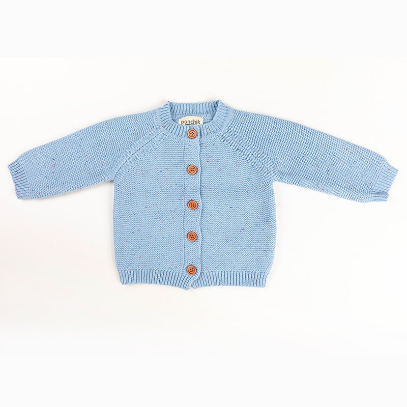 Cotton Knitted Cardigan | Mist Speckle Knit