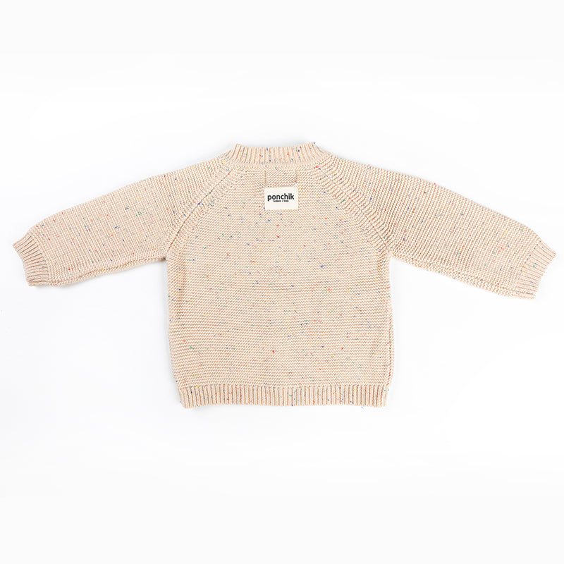 Cotton Knitted Cardigan | Caramel Speckle Knit