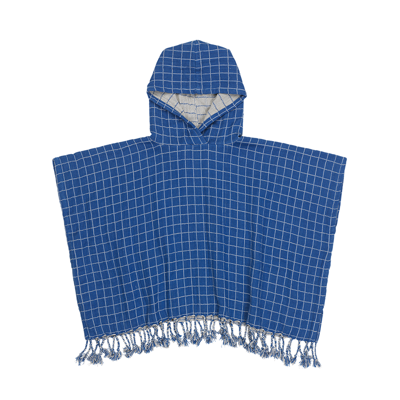 Grid Poncho | Bright Blue