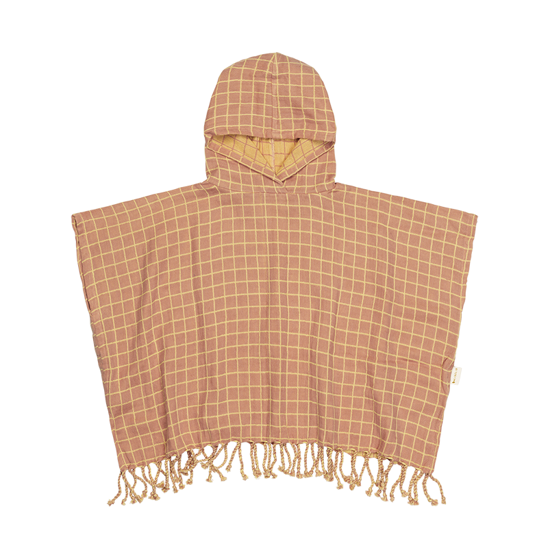 Grid Poncho | Old Rose