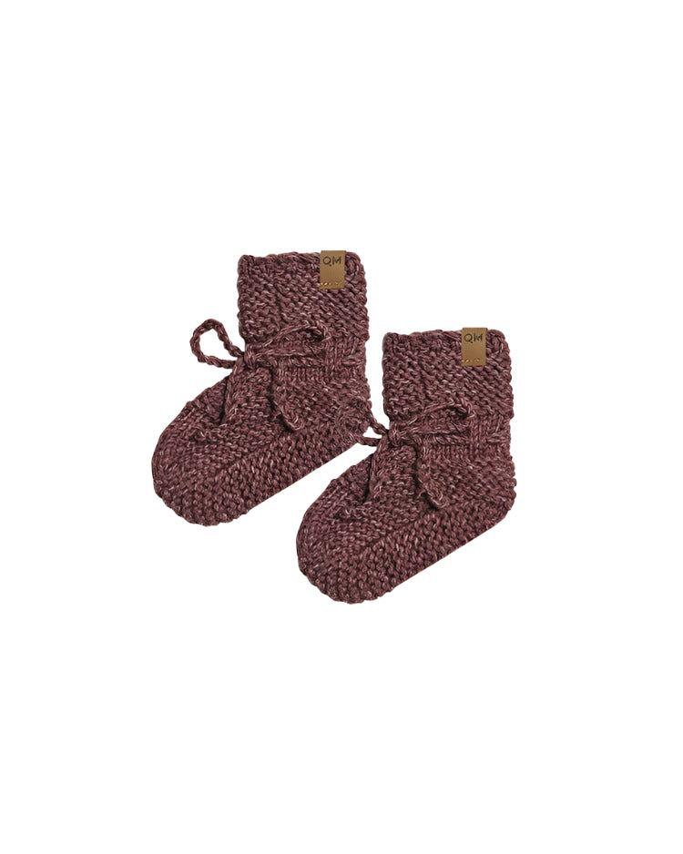 Organic Knit Booties | Plum Heathered