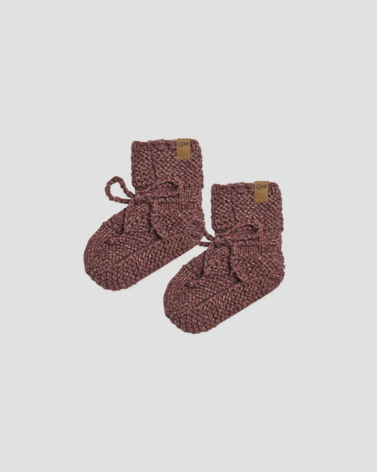 Organic Knit Booties | Plum Heathered