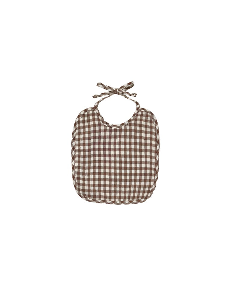 Woven Tie Bib | Plum Gingham