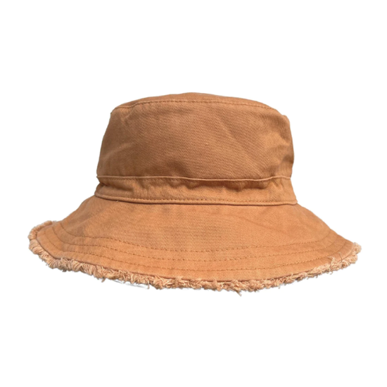 Adult Frayed Bucket Hat | Chestnut
