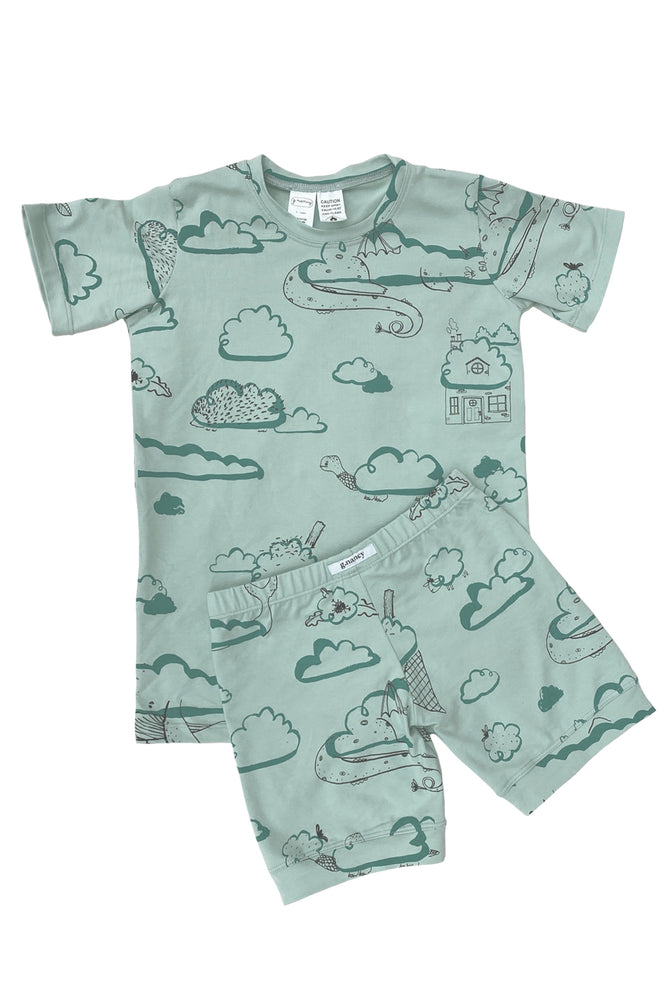 
                      
                        Up In The Clouds Shortie PJ Set | Teal
                      
                    