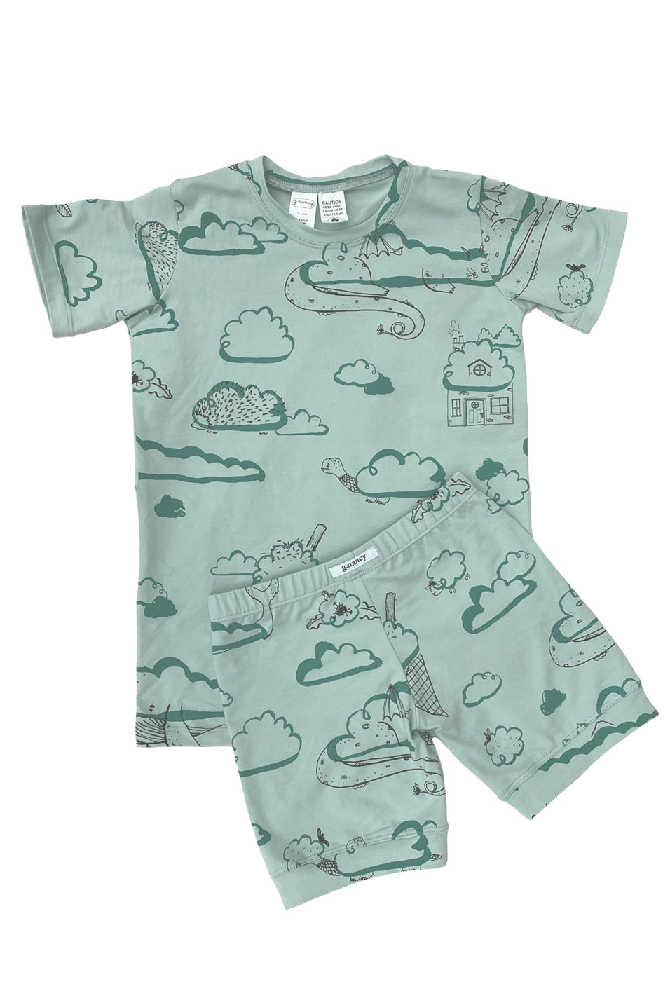 Up In The Clouds Shortie PJ Set | Teal