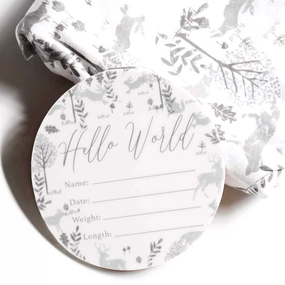 Birth Announcement Card | Hello World Woodlands Forest