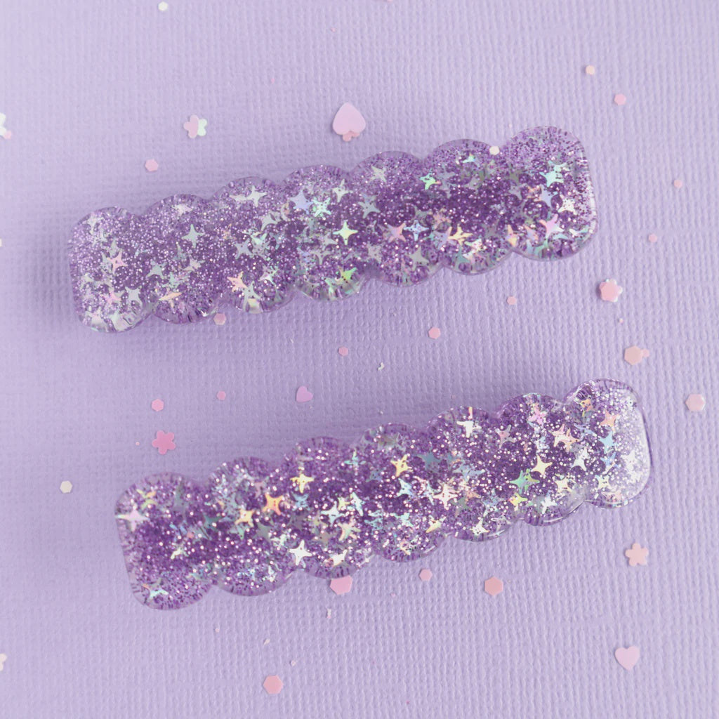 Purple Sparkle Glitter Clips