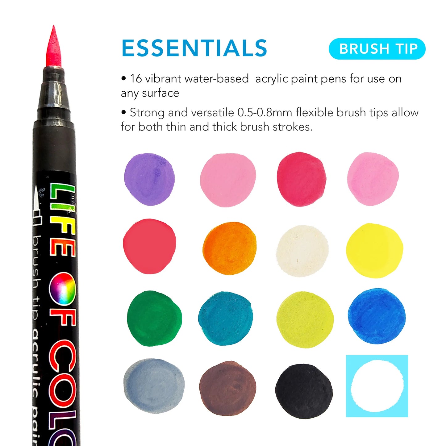 Brush Tip Acrylic Paint Pens | Essentials