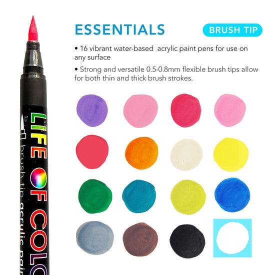Brush Tip Acrylic Paint Pens | Essentials