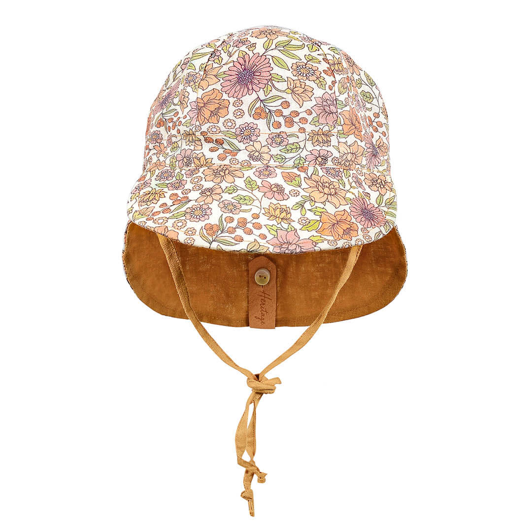 Lounger | Baby Reversible Flap Sun Hat | Matilda / Maize