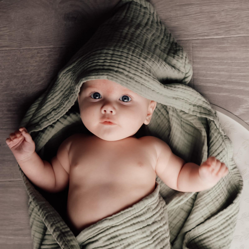 Muslin Hooded Baby Towel | Sage