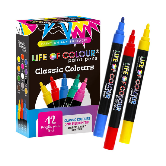 Medium Tip Acrylic Paint Pens | Classic Colours