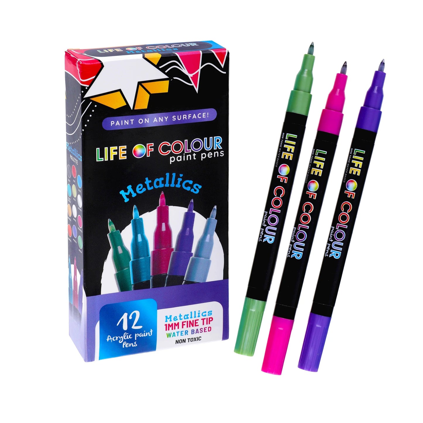 Load image into Gallery viewer, Fine Tip Acrylic Paint Pens | Metallics
