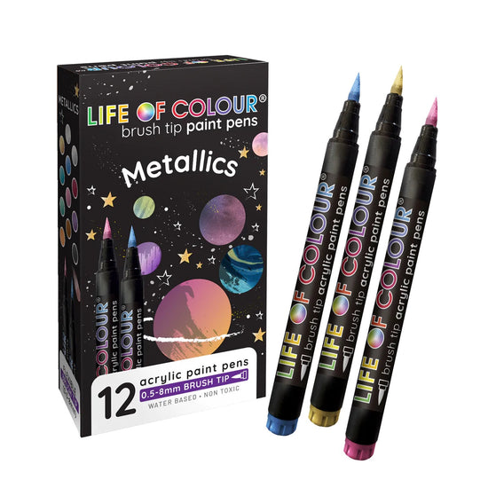 Brush Tip Acrylic Paint Pens | Metallics