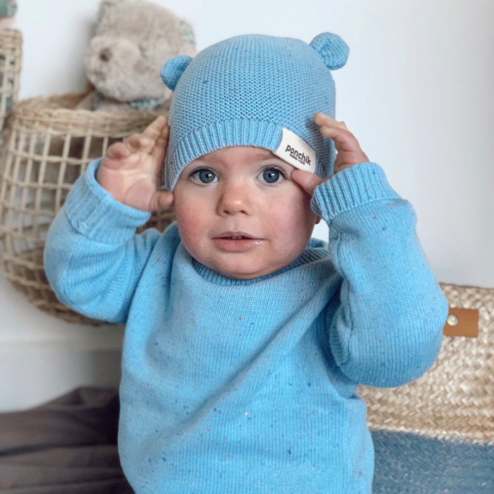 
                      
                        Bear Beanie | Mist Speckle Knit
                      
                    