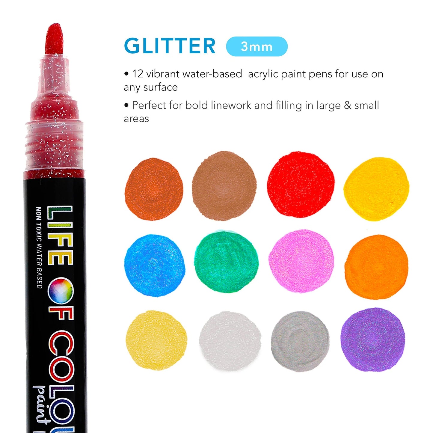 Medium Tip Acrylic Paint Pens | Glitters