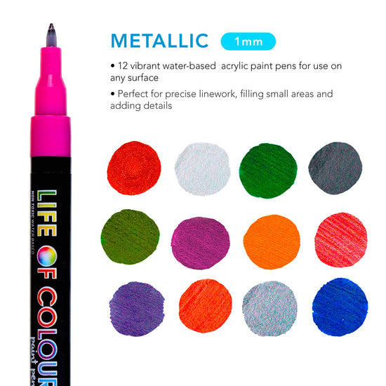 Fine Tip Acrylic Paint Pens | Metallics