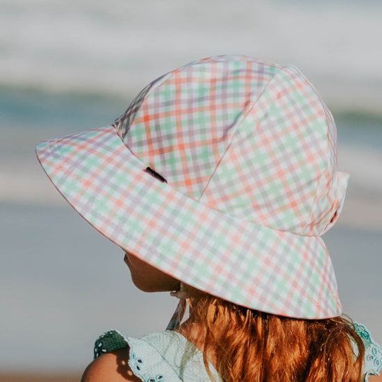 Ponytail Swim Bucket Beach Hat | Gingham